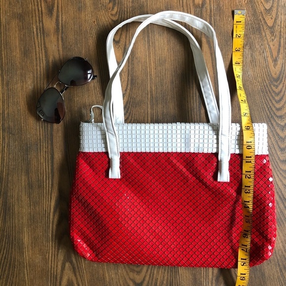 Lumured VTG handbag/purse shoulder red/white  mesh - Picture 7 of 9